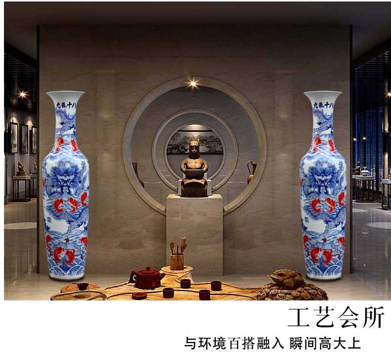 Jingdezhen ceramics, Kowloon 18 carp landing big vase yards the opened the gift porcelain sitting room hotel company