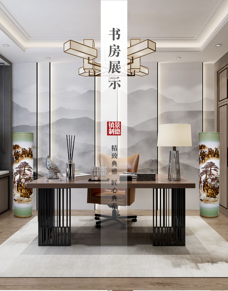 Jingdezhen ceramic hand - made landscape painting of large vase furnishing articles hotel lobby porch opening gifts