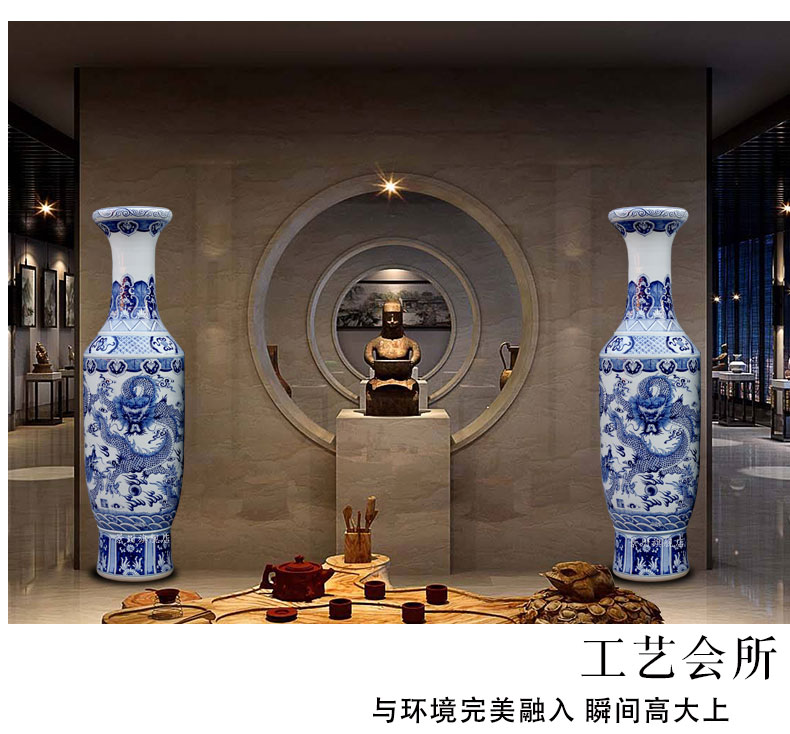 Hand made blue and white same of large porcelain vase of jingdezhen ceramics as the sitting room adornment hotel furnishing articles