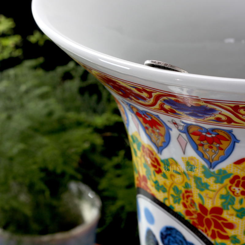 Jingdezhen ceramics powder enamel landing big vase peony flowers prosperous Chinese flower arranging furnishing articles sitting room adornment