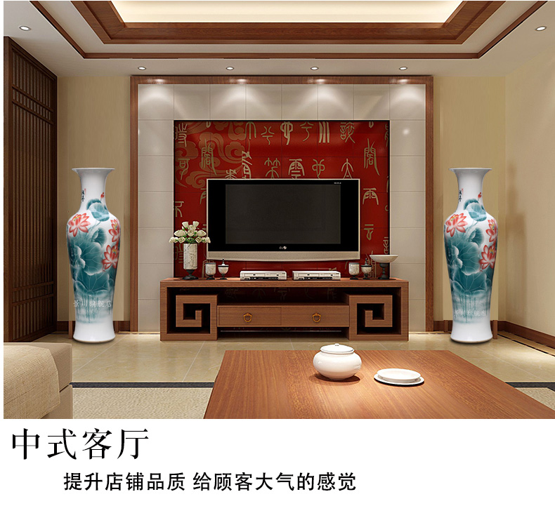 Jingdezhen ceramic hand - made lotus figure of large vases, sitting room of Chinese style household furnishing articles office hotel accessories