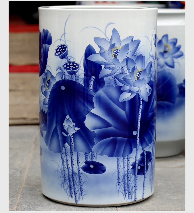 Hand made lotus fish landing furnishing articles of jingdezhen ceramic vase of blue and white porcelain home sitting room decorations study process