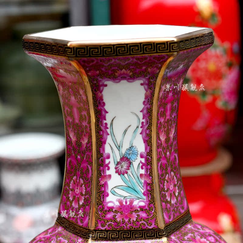Archaize of jingdezhen ceramics colored enamel landscape painting of flowers and dried flowers, flower arrangement sitting room mesa vase furnishing articles