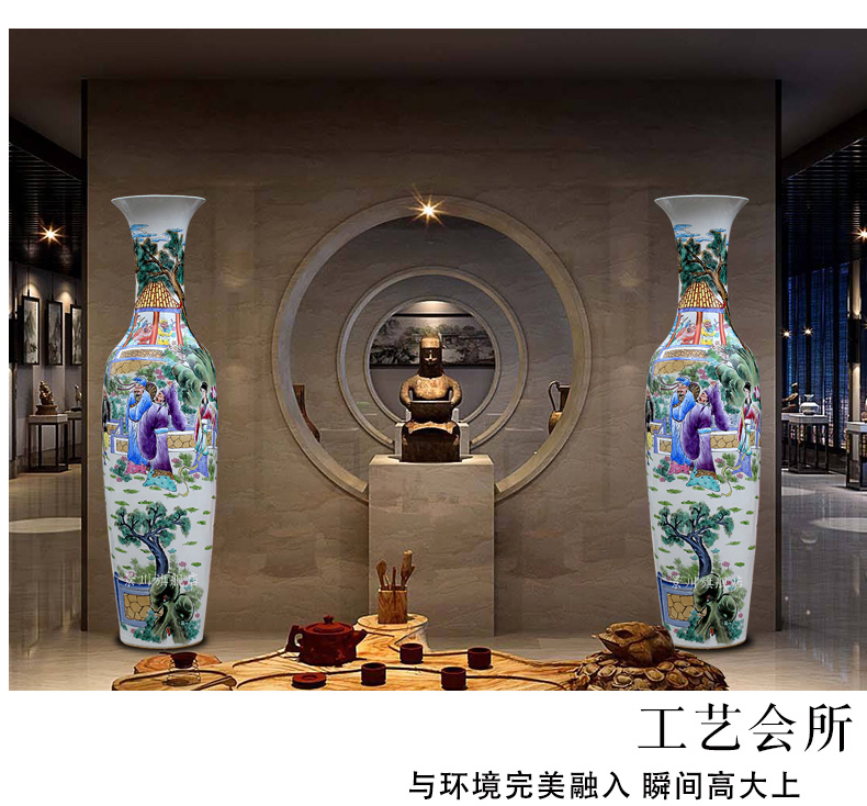 Jingdezhen ceramic hand - made pastel ensemble of large vase home sitting room hotel Chinese large - sized furnishing articles