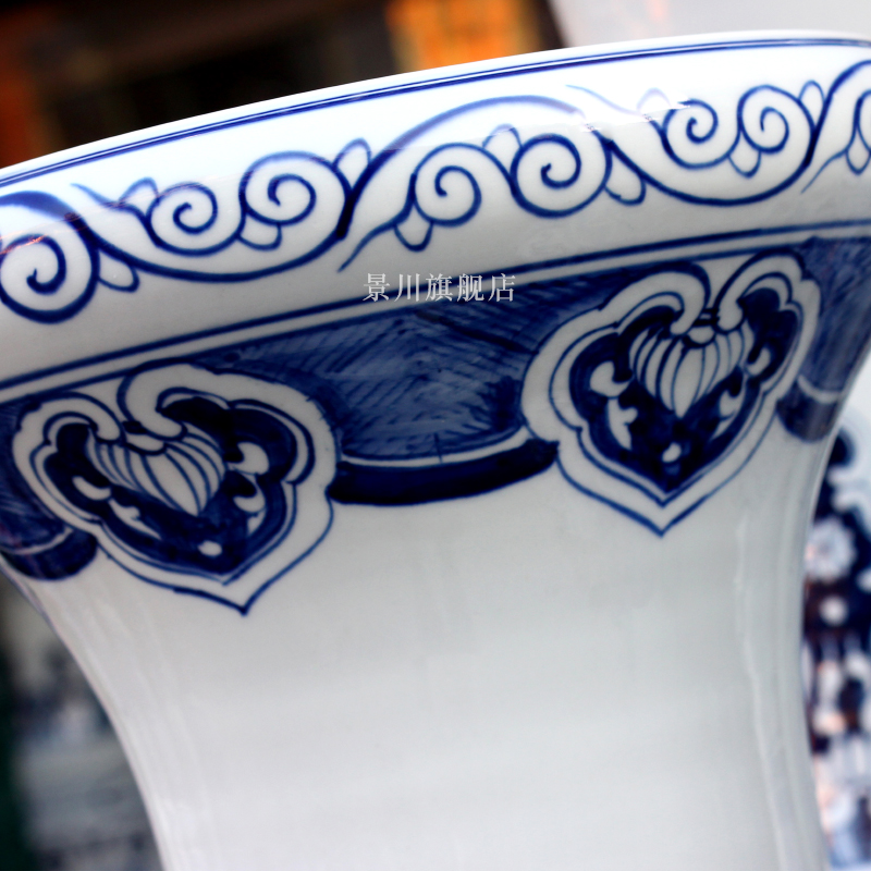 Hand made blue and white same of large porcelain vase of jingdezhen ceramics as the sitting room adornment hotel furnishing articles