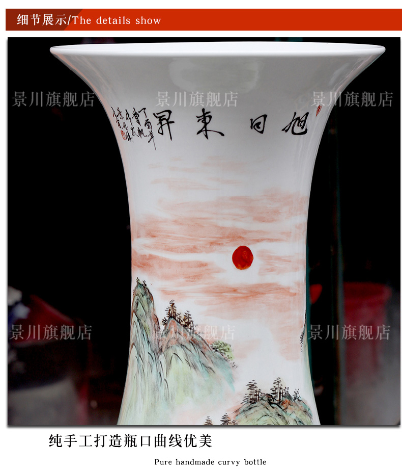 Jingdezhen ceramics hand - made sun dongsheng pastel flower arranging landing big vase home sitting room hotel furnishing articles