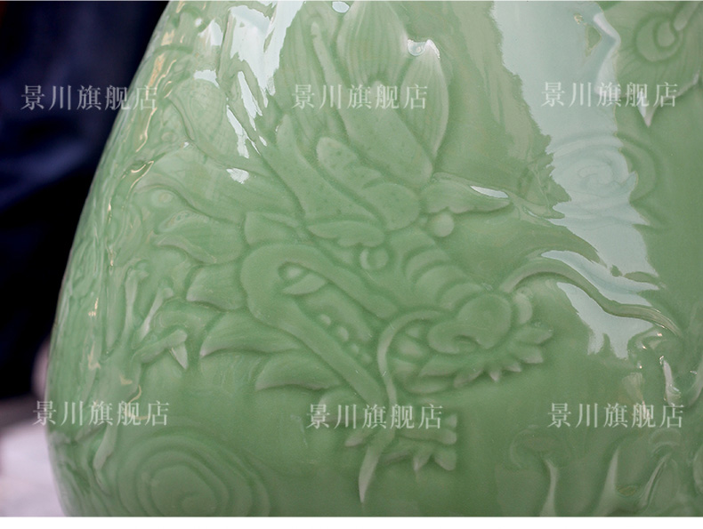 Jingdezhen ceramic film blue in extremely good fortune gourd carving medium vase mesa study office furnishing articles in the living room