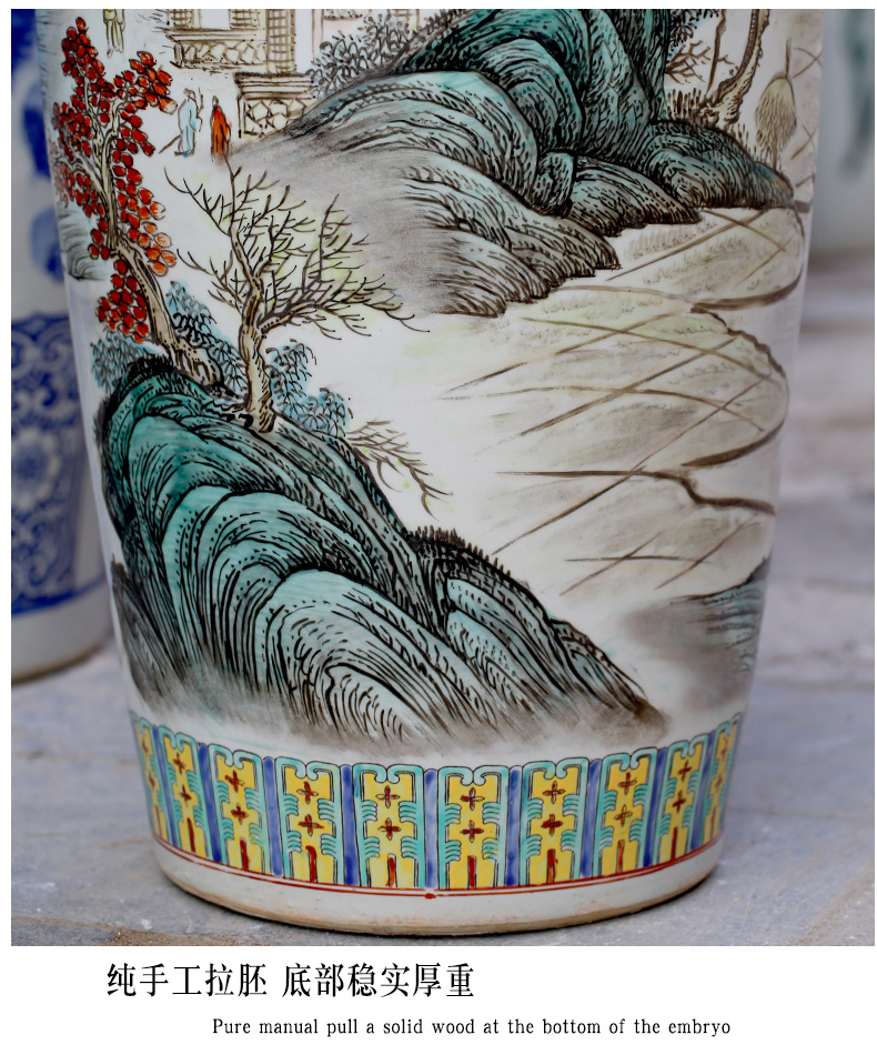 Hand made landscapes jingdezhen famille rose porcelain vase landing place to live in the sitting room shops opening gifts