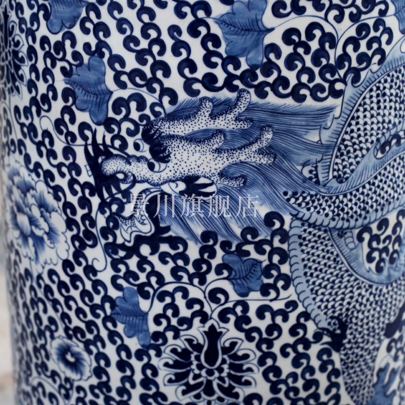 Put the lotus flower big ceramic vase hand - made jingdezhen landing place home sitting room of Chinese style adornment dragon pattern