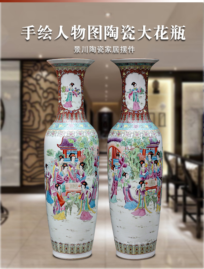 Jingdezhen ceramic hand - made pastel had large vases, home sitting room hotel Chinese flower arranging furnishing articles