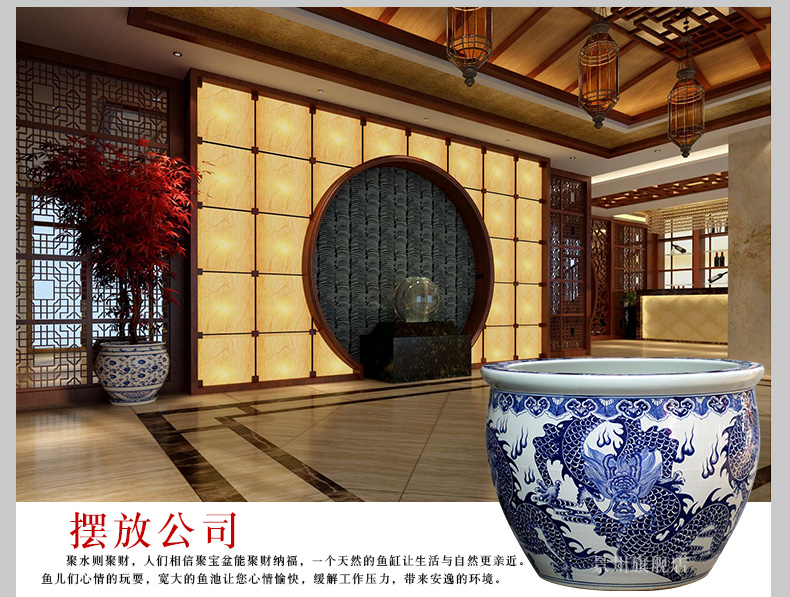 Jingdezhen ceramic hand - made porcelain among fish tank yard ground large sitting room the tortoise water lily cylinder furnishing articles