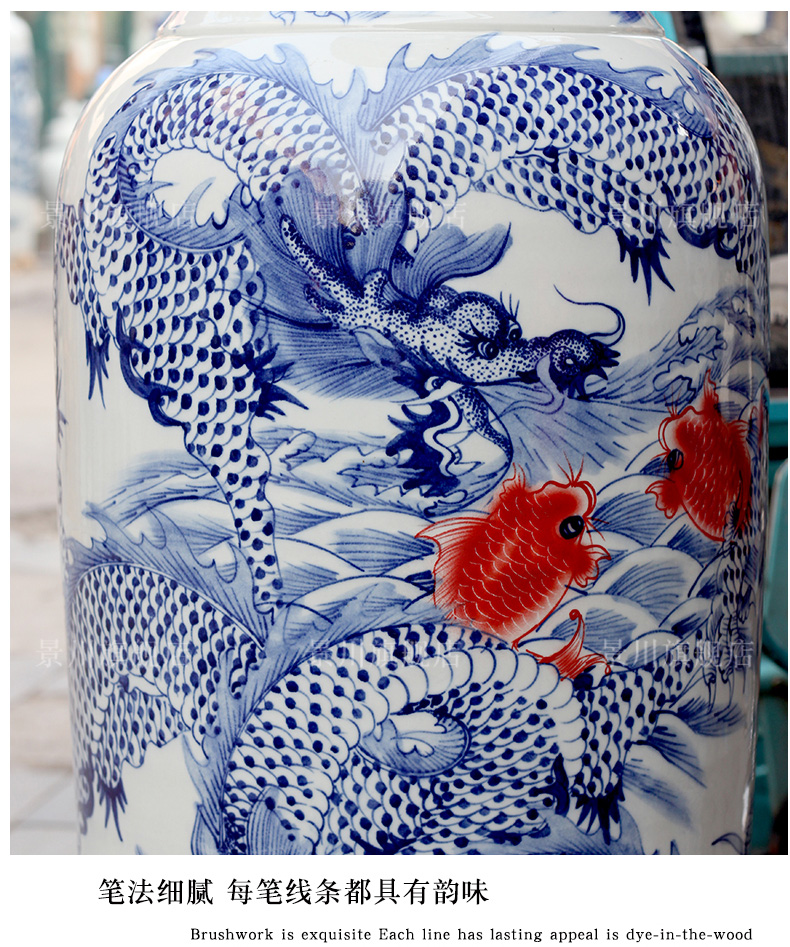 Jingdezhen ceramics, Kowloon 18 carp landing big vase yards the opened the gift porcelain sitting room hotel company