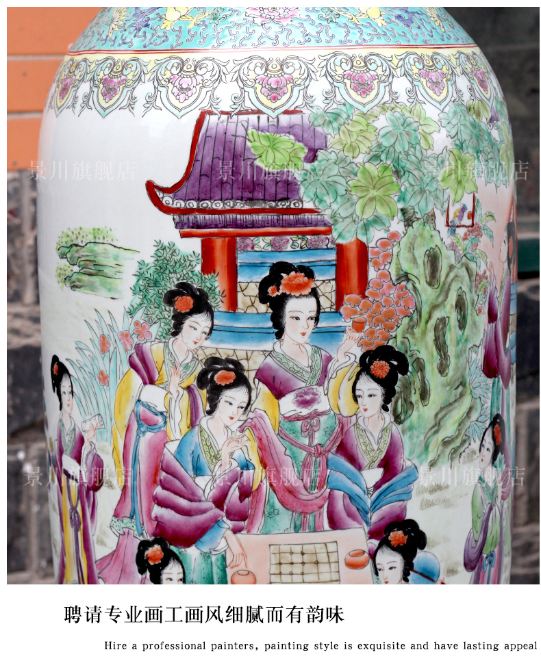 Jingdezhen ceramic hand - made pastel had large vases, home sitting room hotel Chinese flower arranging furnishing articles