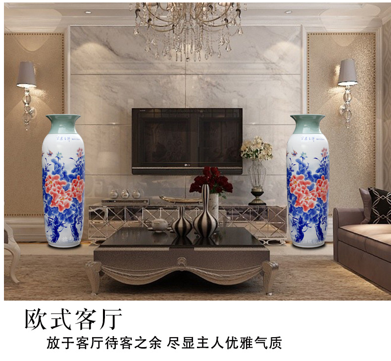 Jingdezhen porcelain ceramics hand - made riches and honour auspicious figure sitting room of large vase household furnishing articles large - sized quiver