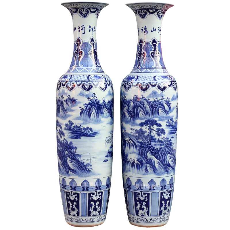 Hand antique blue and white porcelain of jingdezhen ceramic landing big vase splendid sunvo home furnishing articles hotel decoration