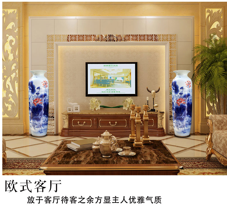 Hand made lotus fish landing big vase quiver of jingdezhen ceramics for wining years home sitting room hotel furnishing articles