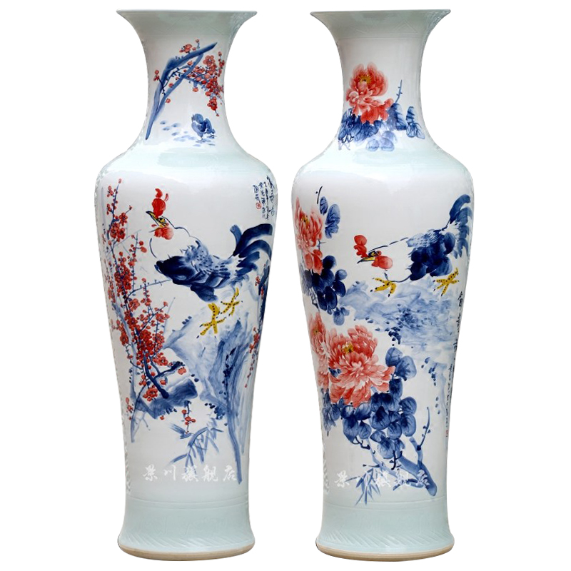 Jingdezhen ceramic hand - made big golden crow sitting room of large vase household of Chinese style, decorative furnishing articles