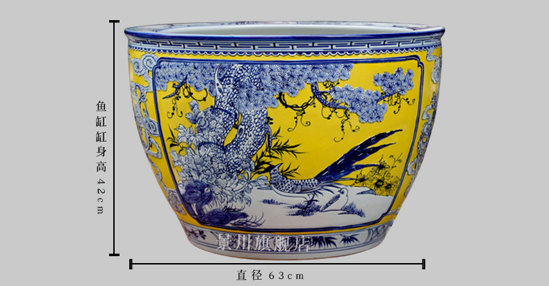 Jingdezhen ceramic hand - carved pine crane live ground tank sitting room courtyard hotel study Chinese penjing products