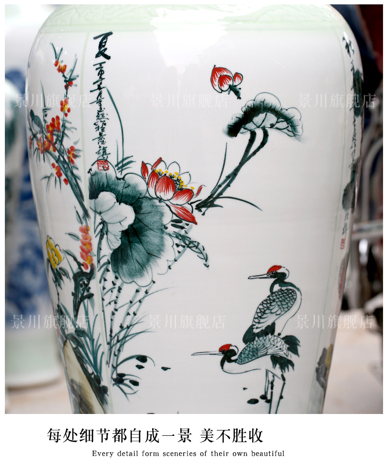 Jingdezhen ceramic hand - made figure of the four seasons, spring, summer, autumn and winter landing big vase home sitting room adornment is placed