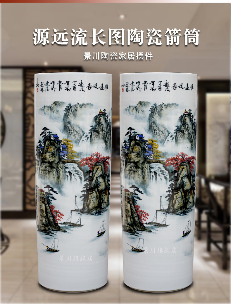 Jingdezhen ceramics has a long history in the hand - made quiver sitting room of Chinese style furnishing articles study office of large vase