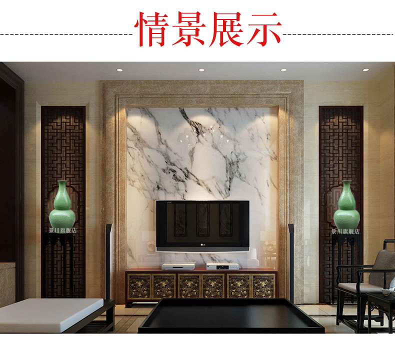 Jingdezhen ceramic film blue in extremely good fortune gourd carving medium vase mesa study office furnishing articles in the living room