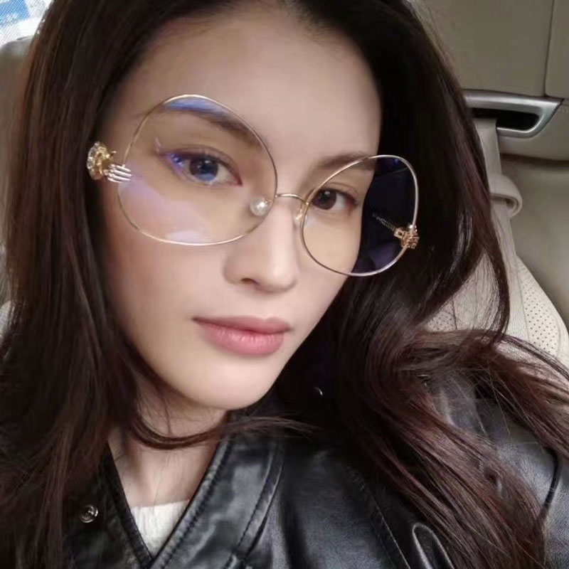 Pearl nose pads goggles anti-radiation anti-blue light female net red Korean version of the trendy designer big frame face small man