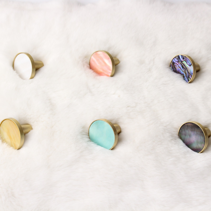 Creative Light Luxurious Brass Shell Handle Wardrobe Whole Cupboard Shoe Cabinet Drawers Cabinet Door Handle Extreme simple round small