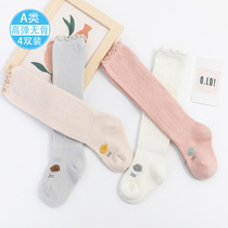 Childrens stockings Spring and Autumn Single-layer A non-plus velvet knitted stockings cute cat baby socks