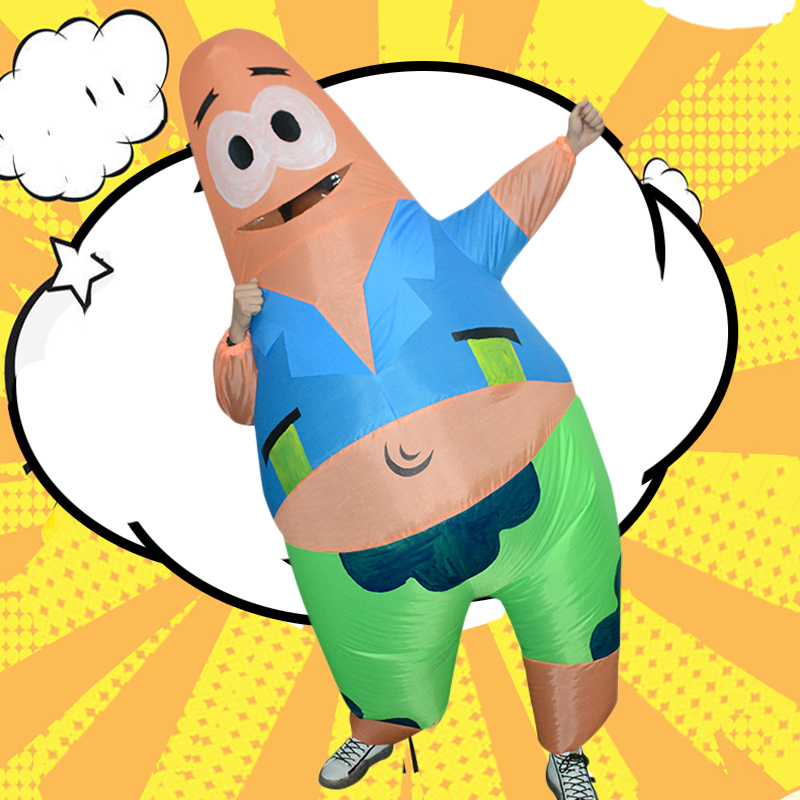 أزياء هالوين نجمة كبيرة ملابس قابلة للنفخ للبالغين cos دمية سبونجبوب مضحك بدلة المشي ثلاثية الأبعاد