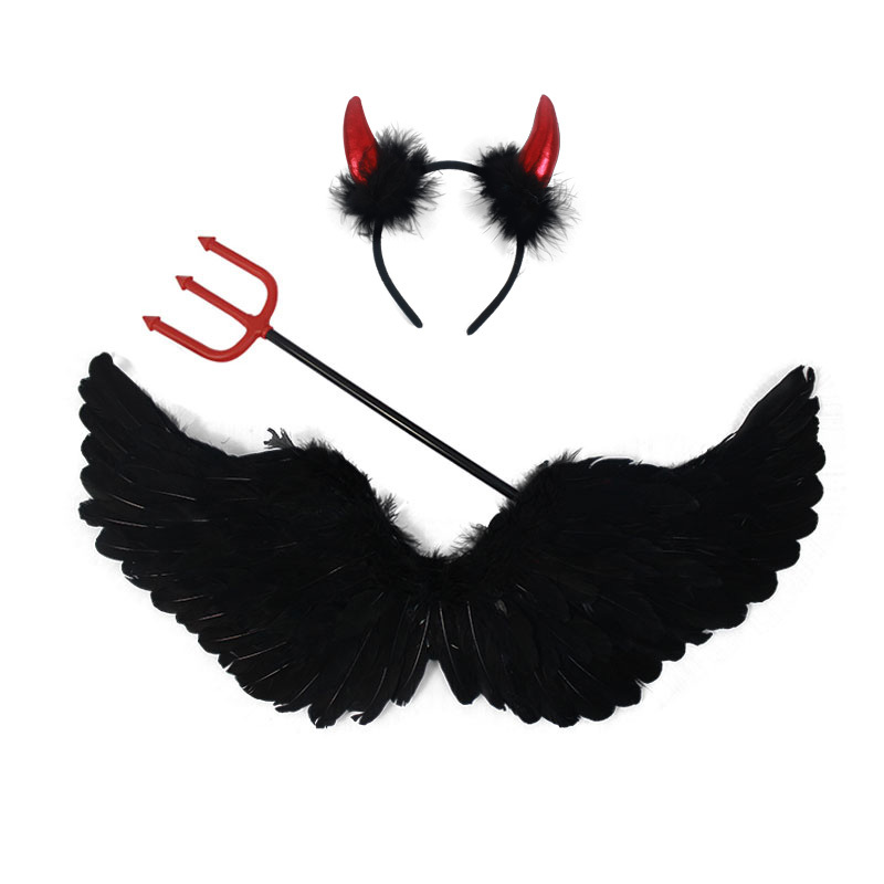 Halloween Little Devil Wings Back Decoration Props Angel Elf Cosplay Feather Costume Black Devil Cloak Halloween Little Devil Wings Back Decoration Props Angel Elf Cosplay Feather Costume Black Devil Cloak