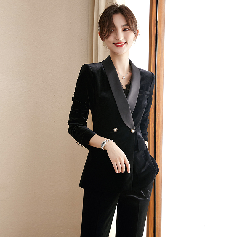High-End Suit Set for Women 2025 New Goddess Style Casual Autumn and Winter Professional Velvet Casual Suit Jacket