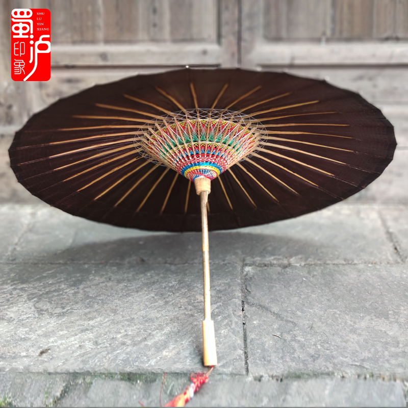 Pure handmade oil-paper umbrella traditional classical Jiangnan rain-proof sunscreen old-fashioned retro practical tung oil umbrella brown