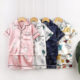 2024 summer new children's ice silk short-sleeved + shorts pajamas set boys and girls light home clothes