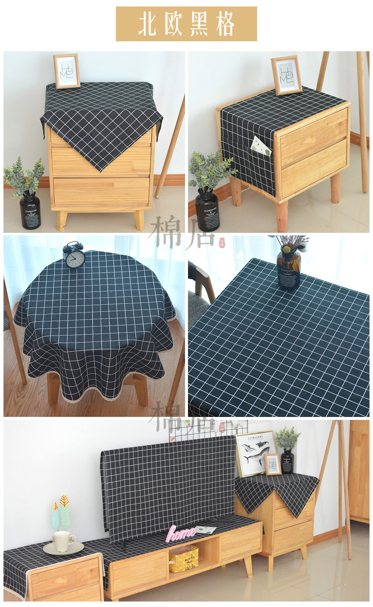 in lưới nhà máy bảng phong cách cà phê bảng vải khăn trải bàn vải nordic Tablecloth vải bông hình chữ nhật tròn bàn - Khăn trải bàn khăn trải bàn trắng trơn