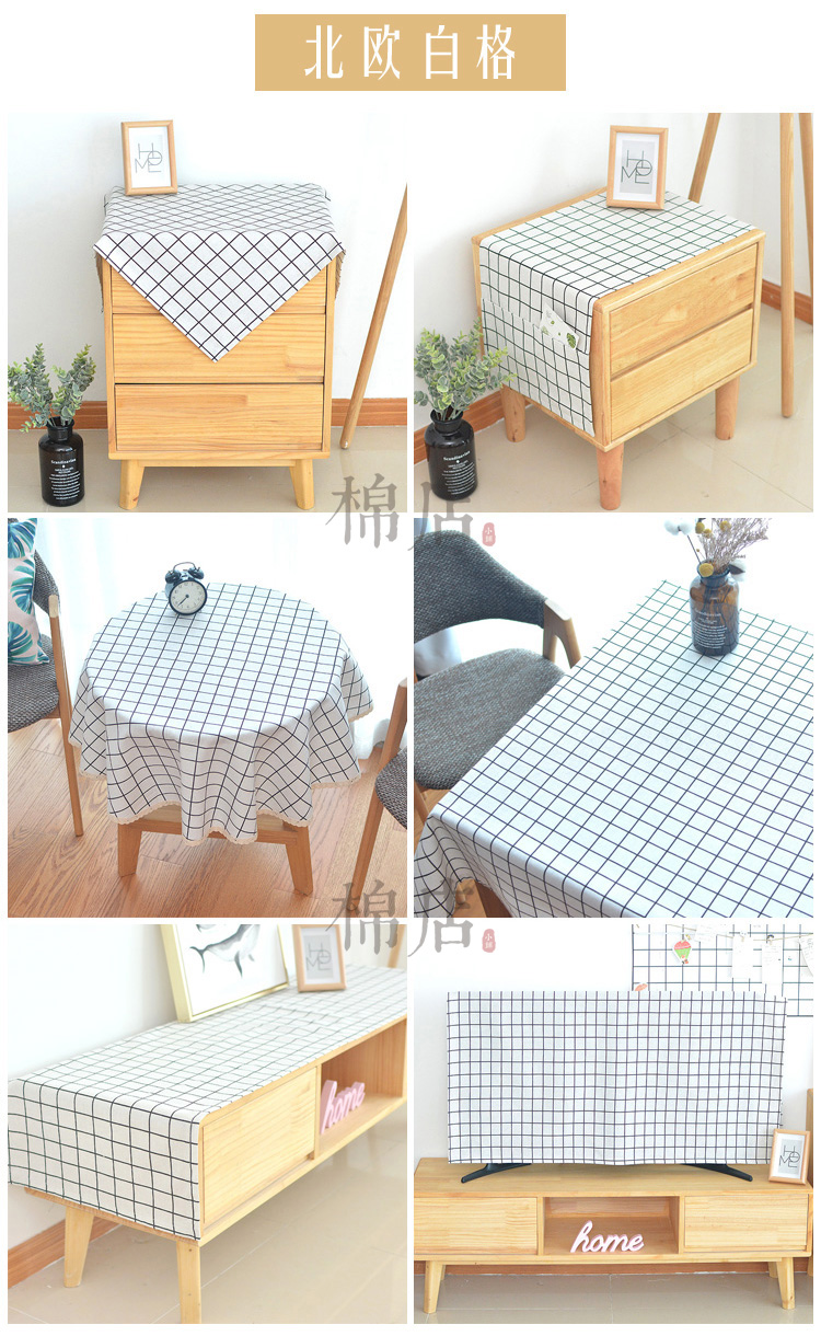 in lưới nhà máy bảng phong cách cà phê bảng vải khăn trải bàn vải nordic Tablecloth vải bông hình chữ nhật tròn bàn - Khăn trải bàn khăn trải bàn trắng trơn