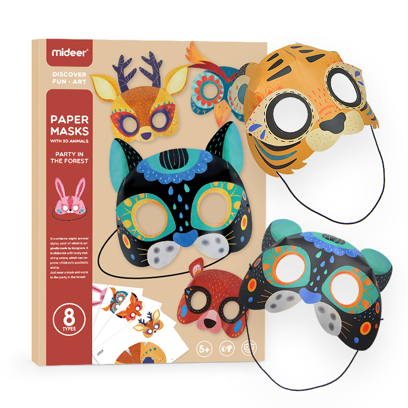 Children Creativity 3D Paper Mold Animal Solid Paper Mask Kindergarten DIY Handcrafted Origami Paper Cutting Performance Toys