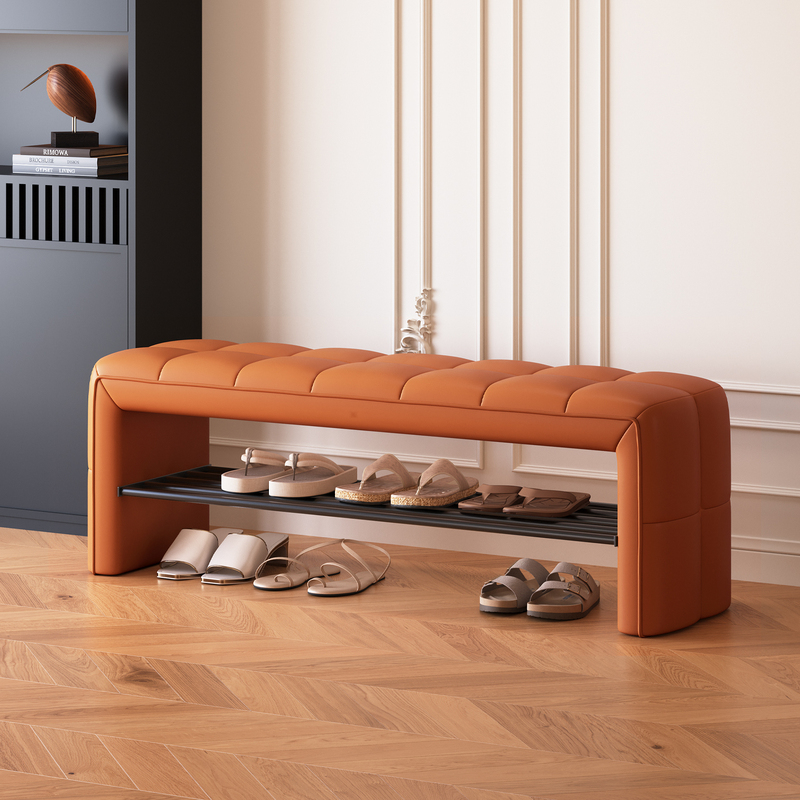Light Luxury Entryway Shoe-Changing Bench, Home-Use Shoe Cabinet with Seating, Integrated Storage, High-End Fitting Room Shoe-Wearing Bench