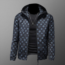 European station Tide brand printing jacket mens hooded youth jacket personality leisure Spring and Autumn long sleeve size shirt trend