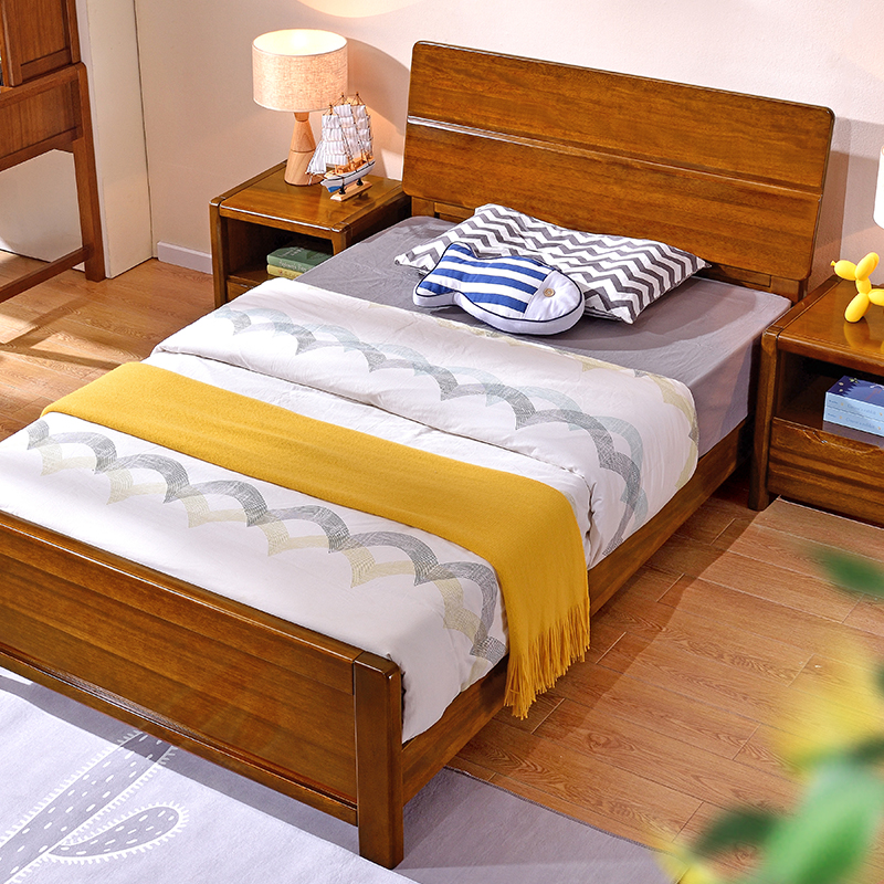 full solid wood bed 1 m 2 walnuts wood bed children bed linen bed Chinese style modern bedroom adult small bed for home
