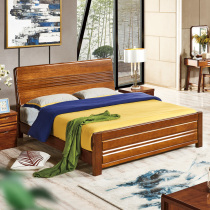 Full solid wood bed 1 8 m 1 5 huaches wood pneumatic bed Chinese modern minimalist bedroom main bedroom with wedding bed Double frame