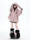 Crazygirl【Tie-Up Bunny】Original Sweet Girl Rabbit Ear Loose Lamb Wool Hooded Warm Thick Winter Coat