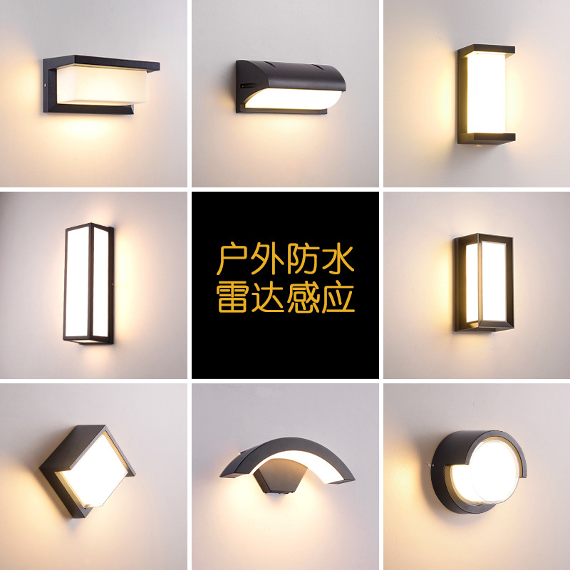 Induction Wall Lamp Outdoor Waterproof 110V Stairway Aisle Automatic Induction Wall Lamp Courtyard Indoor and Outdoor Human Body Sensor Lamp