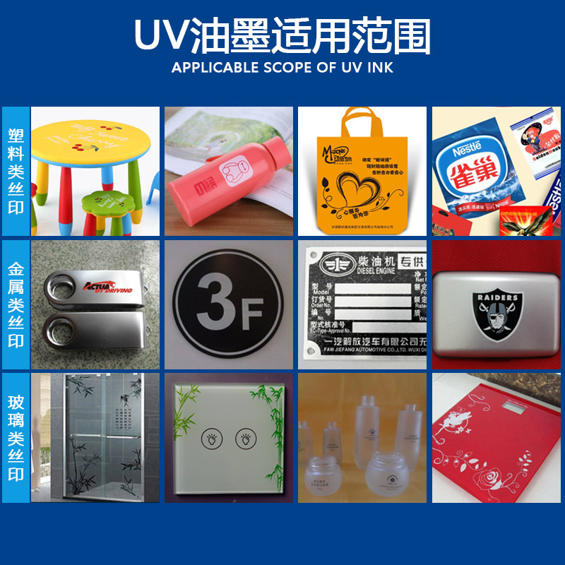 金属漆面玻璃UV油墨速干ABS PC亚克力PS纸品木材塑料丝印移印:创意与技术的完美碰撞-UV油墨-淘宝百科网
