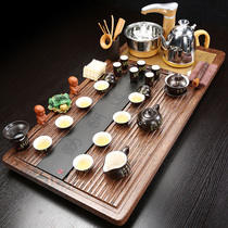Ceramic white porcelain kung fu tea tray Ebony paneled drainage solid wood running water tea tray Kung Fu Tea Tea Tea fast stove