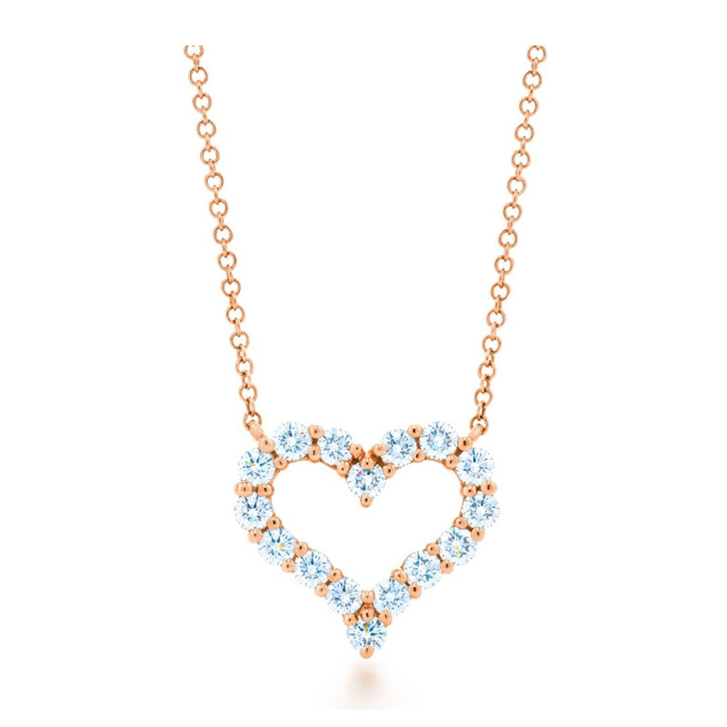 18K White Gold Diamond Pendant Women's Diamond Clavicle Chain Cluster Heart Necklace Pendant Couple Romance