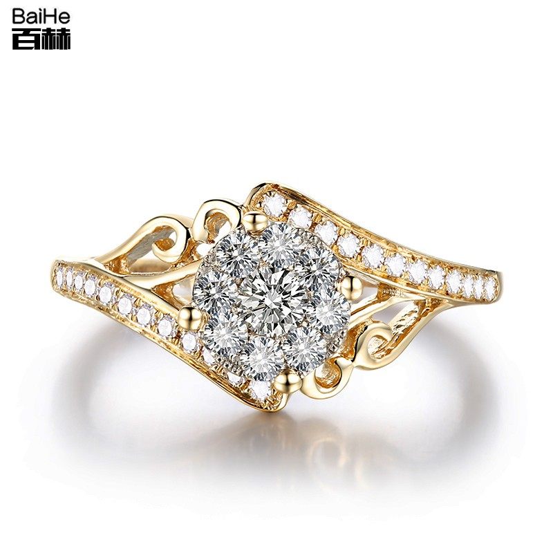 Baihe Jewelry Vine flower 18k gold diamond ring Proposal ring Wedding ring Wedding ring Carat effect diamond ring