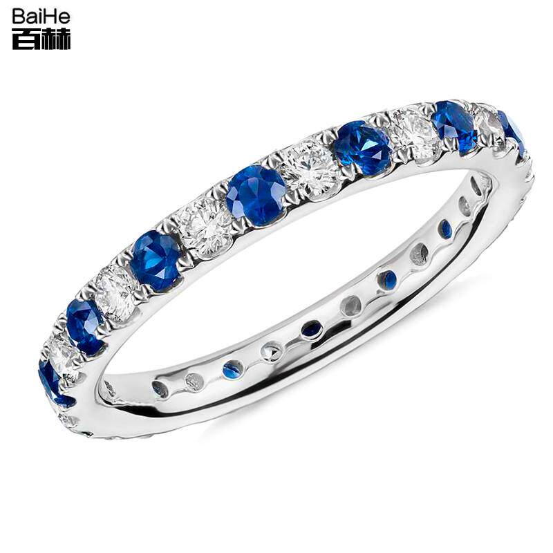 18k gold all-natural sapphire with diamond ring full inlaid with diamond ring female diamond ring