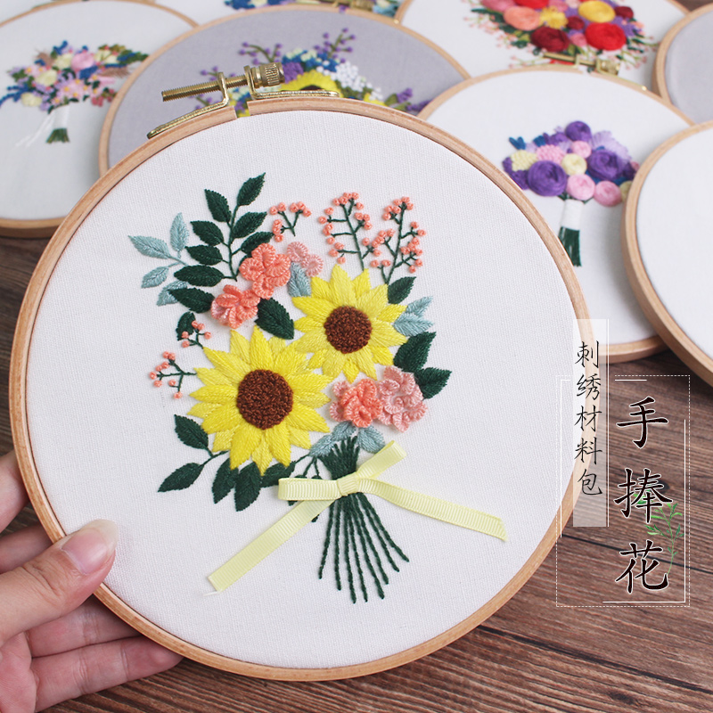 Embroidery diy material package Rose creative handmade European ancient style three-dimensional embroidery kit Beginner Su embroidery