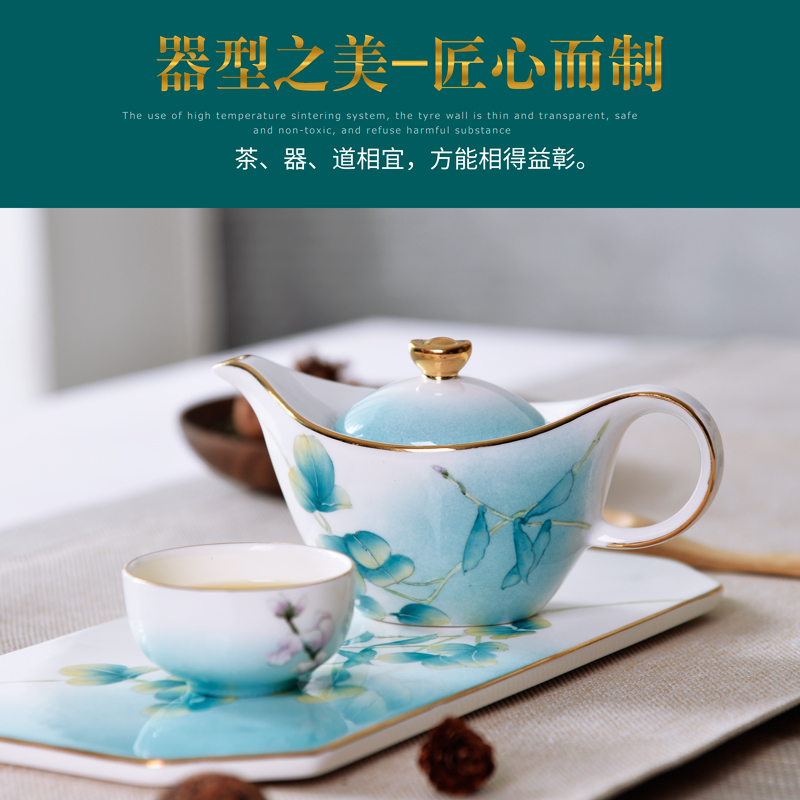 Ipads porcelain kung fu tea set manually paint two teapot teacup tea tray sets of ipads China porcelain tea taking