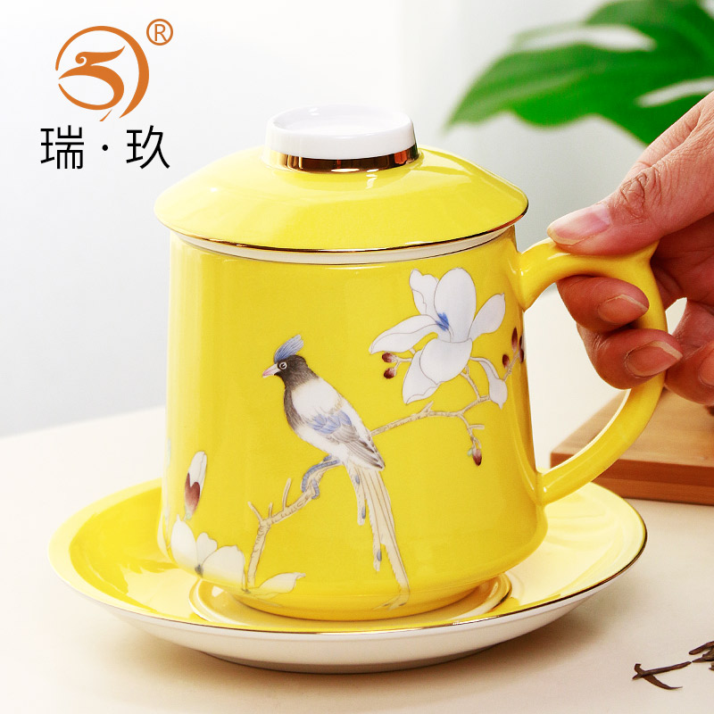 Hand - made fine ipads China cup) filter cup of belt filter glass cup tea high - capacity ceramic cup gift boxes